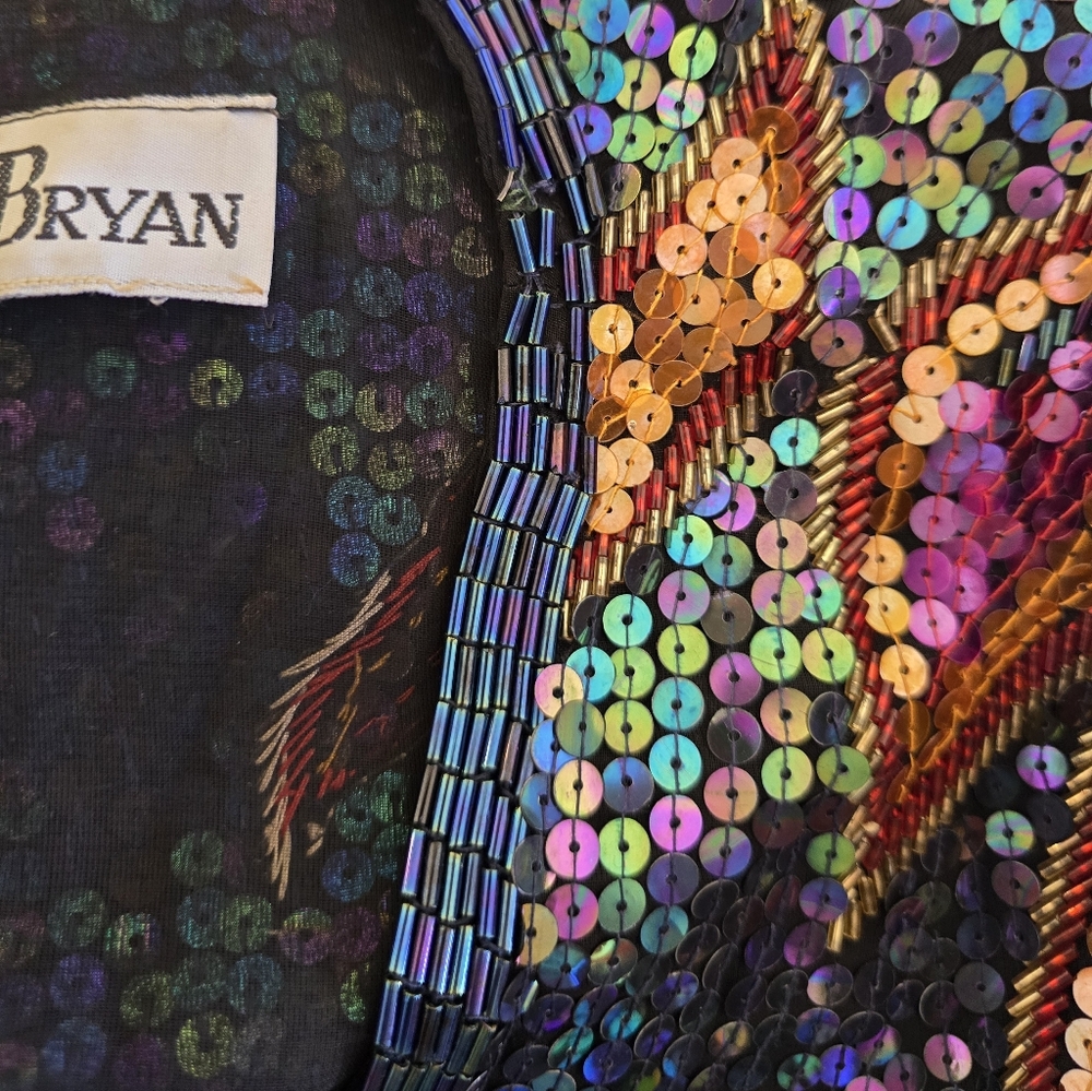 ❤️‍🔥1970's Fire & Flames Sequined Bolero Cropped Evening Jacket By JACK BRYAN🔥 - Picture 12 of 16